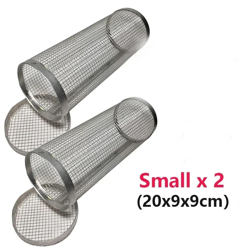 Rolling BBQ Grill Basket, Stainless Steel Mesh, Reusable, Small or Large - Small Basket x2