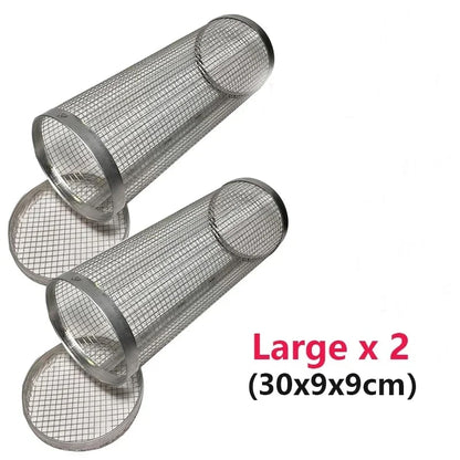 Rolling BBQ Grill Basket, Stainless Steel Mesh, Reusable, Small or Large - Large Basket x2