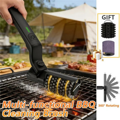Electric BBQ Cleaning Brush, Black Metal Rotary Grill Brush with 3 Speeds