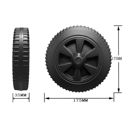 Barbecue Wheels, 7 Inch HDPE Black Replacement Wheels, 2 Pack