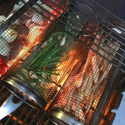 Stainless Steel Rolling Grill Basket for BBQ, 20cm or 30cm x 9.3cm