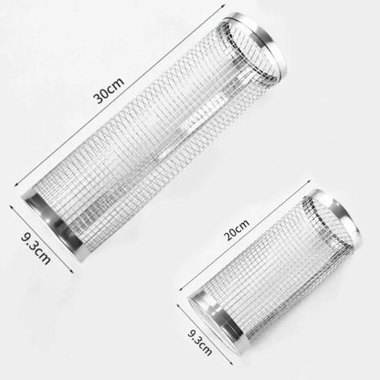 Stainless Steel Rolling Grill Basket for BBQ, 20cm or 30cm x 9.3cm