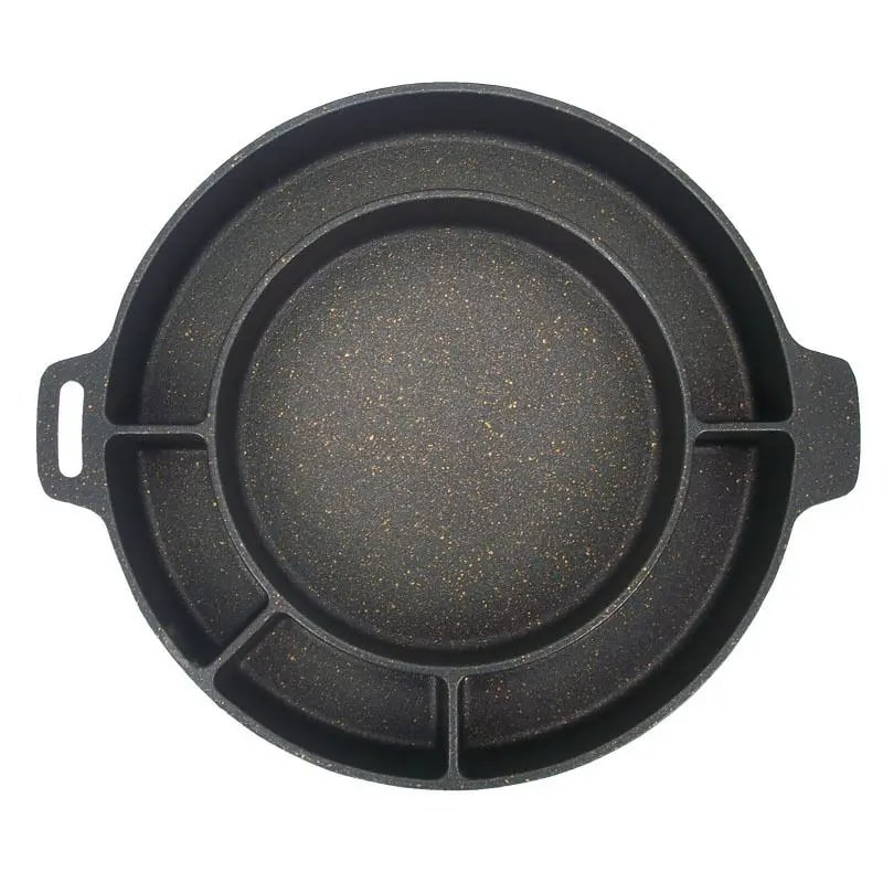 Korean-Style BBQ Baking Pan, 29.5-34.5cm, Multi-Section Cooking Pan