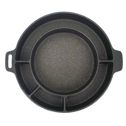 Korean-Style BBQ Baking Pan, 29.5-34.5cm, Multi-Section Cooking Pan
