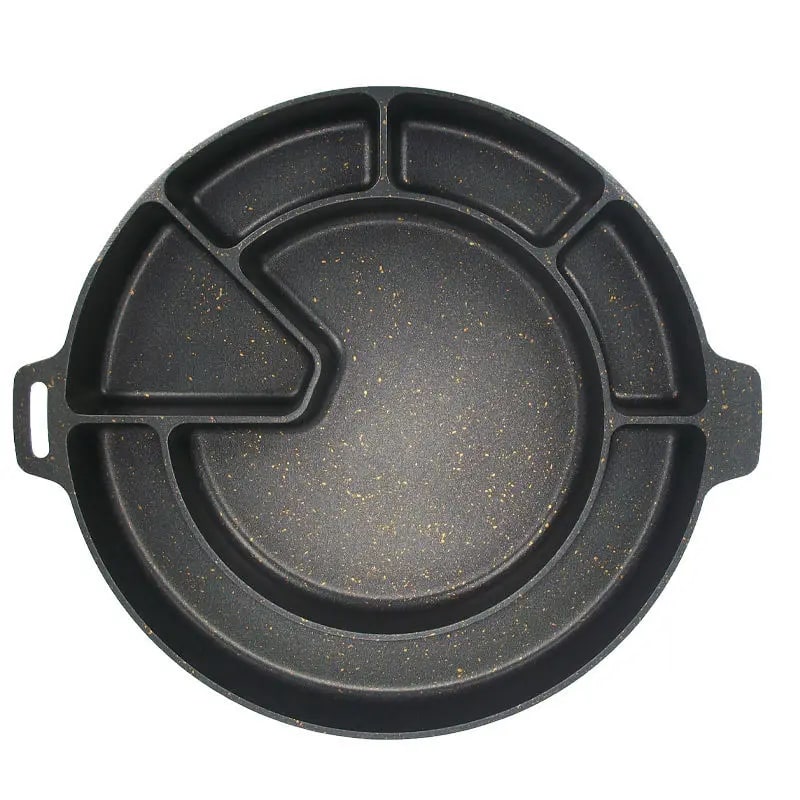 Korean-Style BBQ Baking Pan, 29.5-34.5cm, Multi-Section Cooking Pan