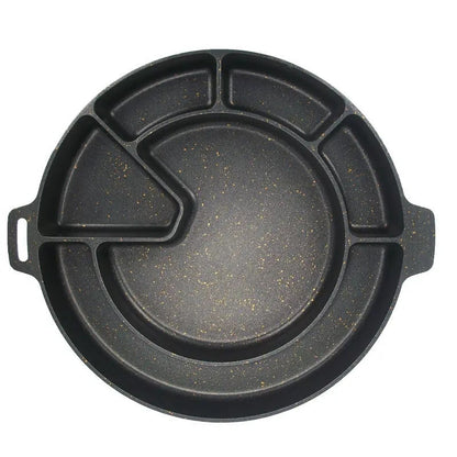 Korean-Style BBQ Baking Pan, 29.5-34.5cm, Multi-Section Cooking Pan