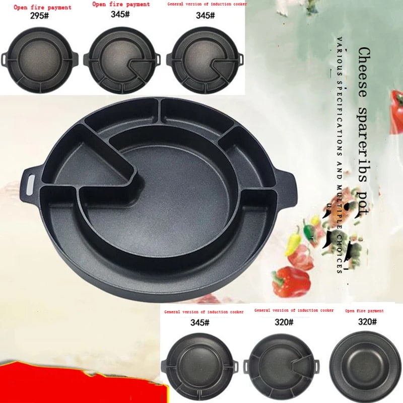 Korean-Style BBQ Baking Pan, 29.5-34.5cm, Multi-Section Cooking Pan