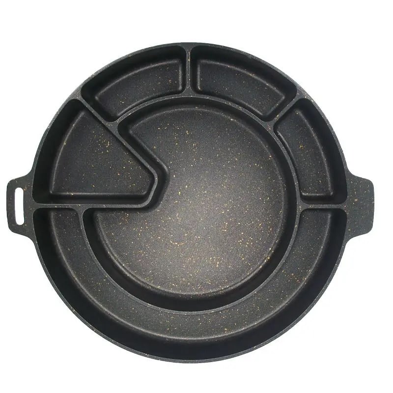 Korean-Style BBQ Baking Pan, 29.5-34.5cm, Multi-Section Cooking Pan