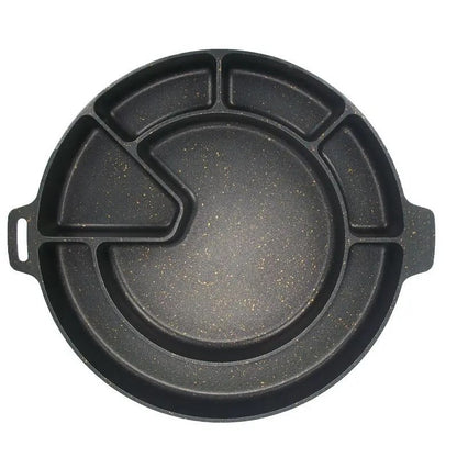 Korean-Style BBQ Baking Pan, 29.5-34.5cm, Multi-Section Cooking Pan