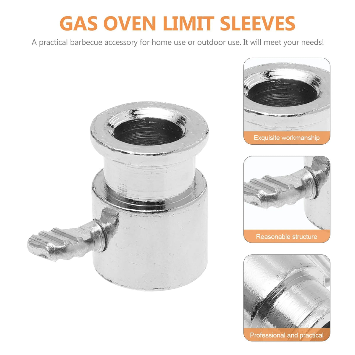 BBQ Grill Limit Sleeves, Silver Plastic Stop Collars, 2 Pack, 2.5 x 2 x 2 cm