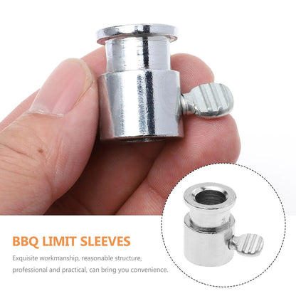 BBQ Grill Limit Sleeves, Silver Plastic Stop Collars, 2 Pack, 2.5 x 2 x 2 cm