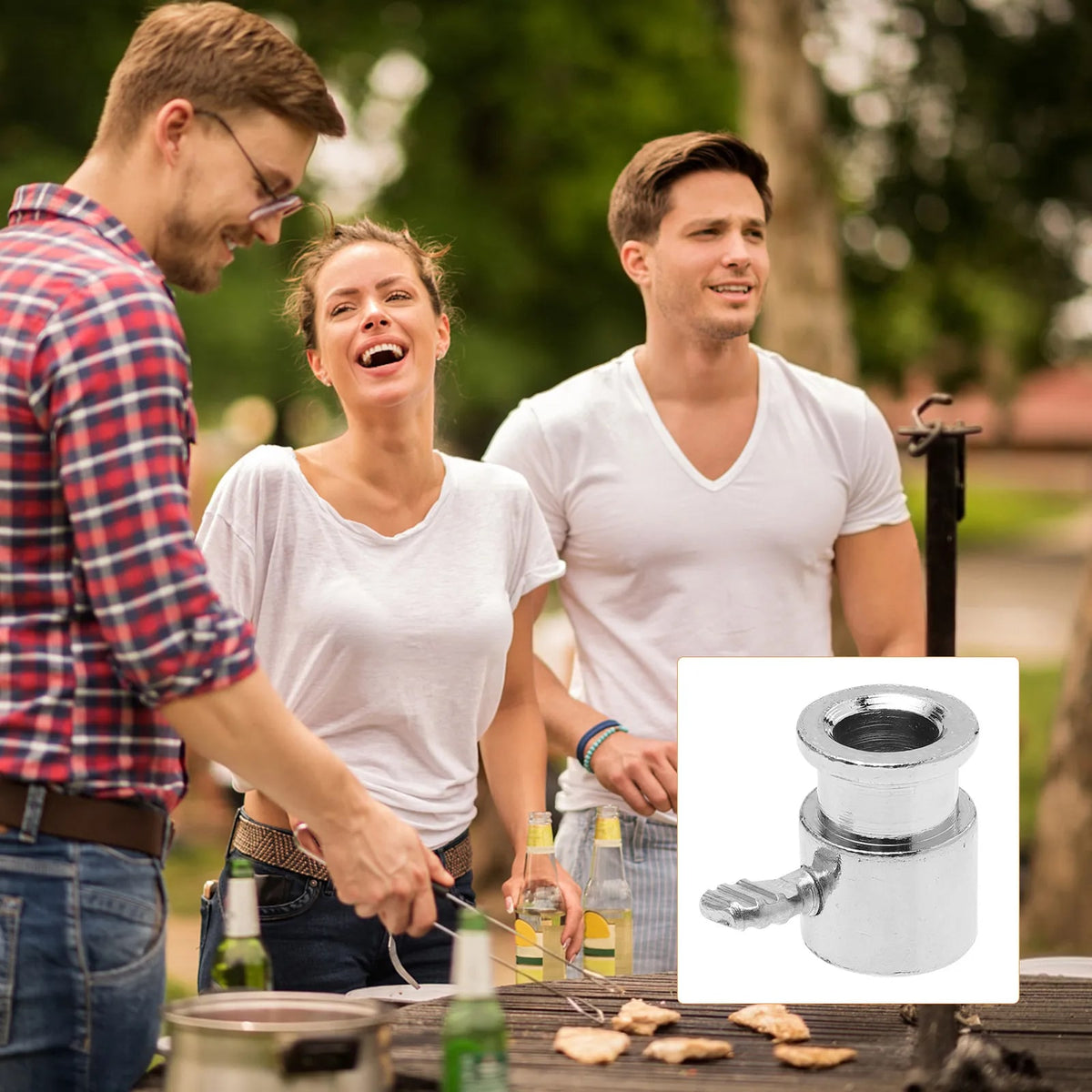BBQ Grill Limit Sleeves, Silver Plastic Stop Collars, 2 Pack, 2.5 x 2 x 2 cm