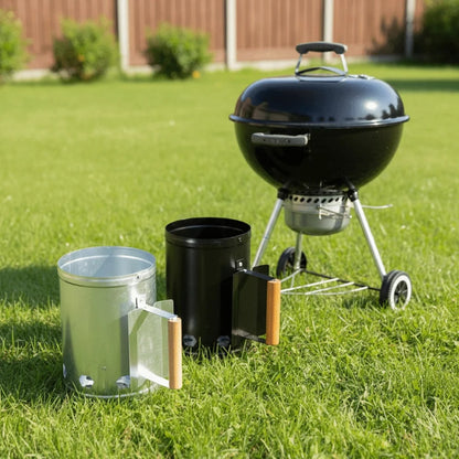 Stainless Steel BBQ Charcoal Starter Barrel with Handle, 27.5 x 16.5cm