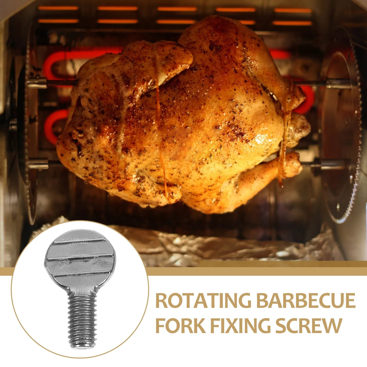 Stainless Steel Rotisserie Fork Thumb Screws, Silver, 1 Pair