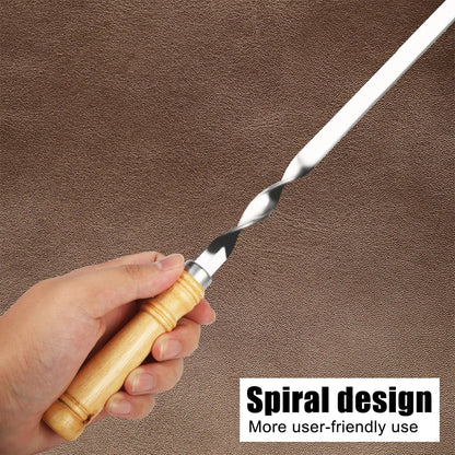 55cm BBQ Skewers with Wooden Handles, Flat Metal Shish Kebab Sticks, 6 Pack