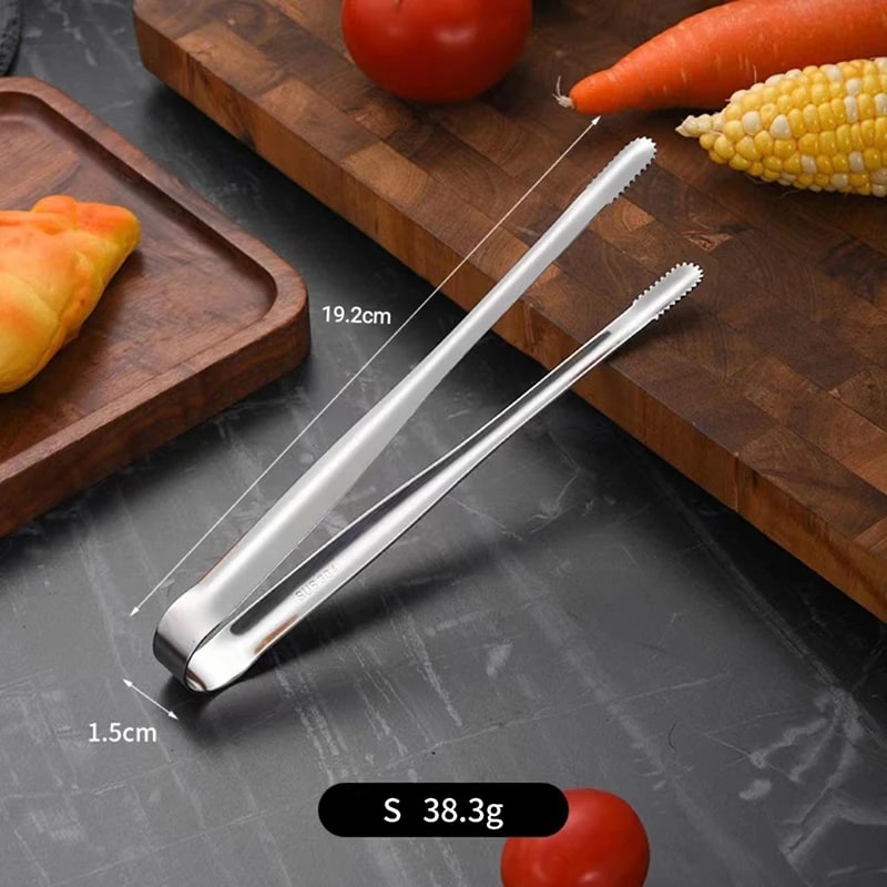 304 Stainless Steel BBQ Grill Tongs with Serrated Tips, S/M/L - S