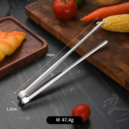 304 Stainless Steel BBQ Grill Tongs with Serrated Tips, S/M/L - M