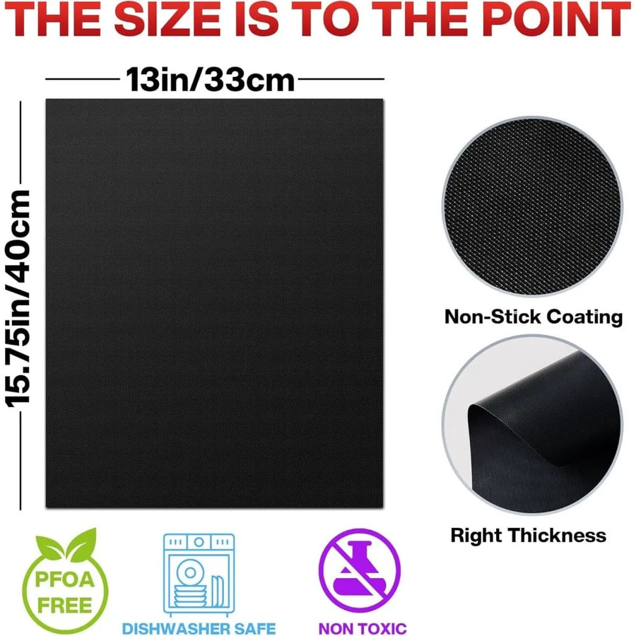 BBQ Grill Mats 40 x 33cm, Reusable Non-Stick Cooking Sheets