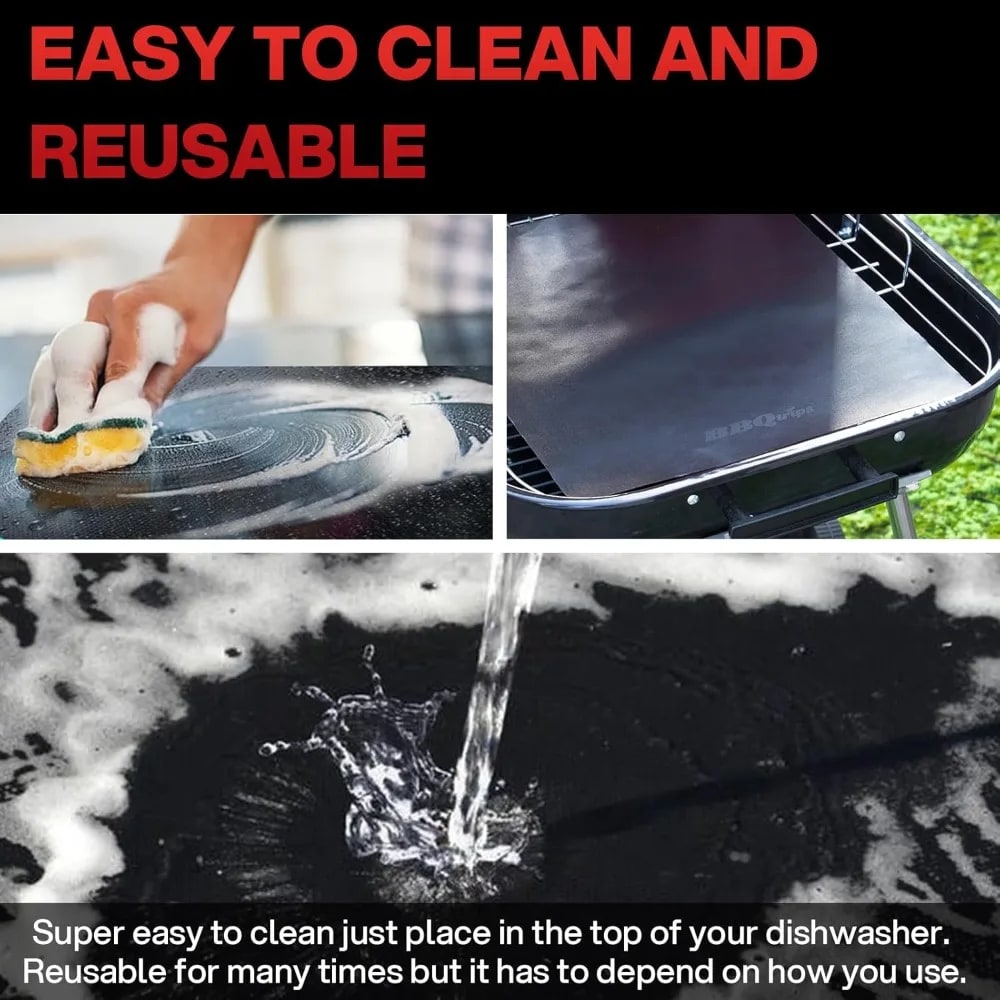 BBQ Grill Mats 40 x 33cm, Reusable Non-Stick Cooking Sheets