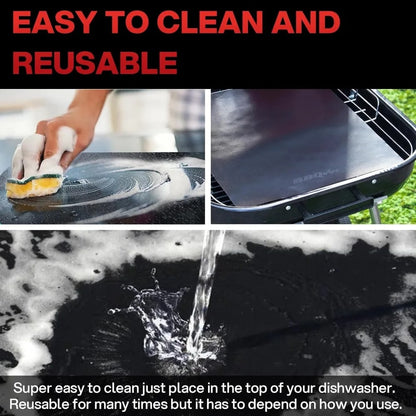 BBQ Grill Mats 40 x 33cm, Reusable Non-Stick Cooking Sheets