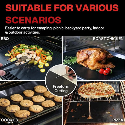 BBQ Grill Mats 40 x 33cm, Reusable Non-Stick Cooking Sheets