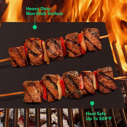 BBQ Grill Mats 40 x 33cm, Reusable Non-Stick Cooking Sheets