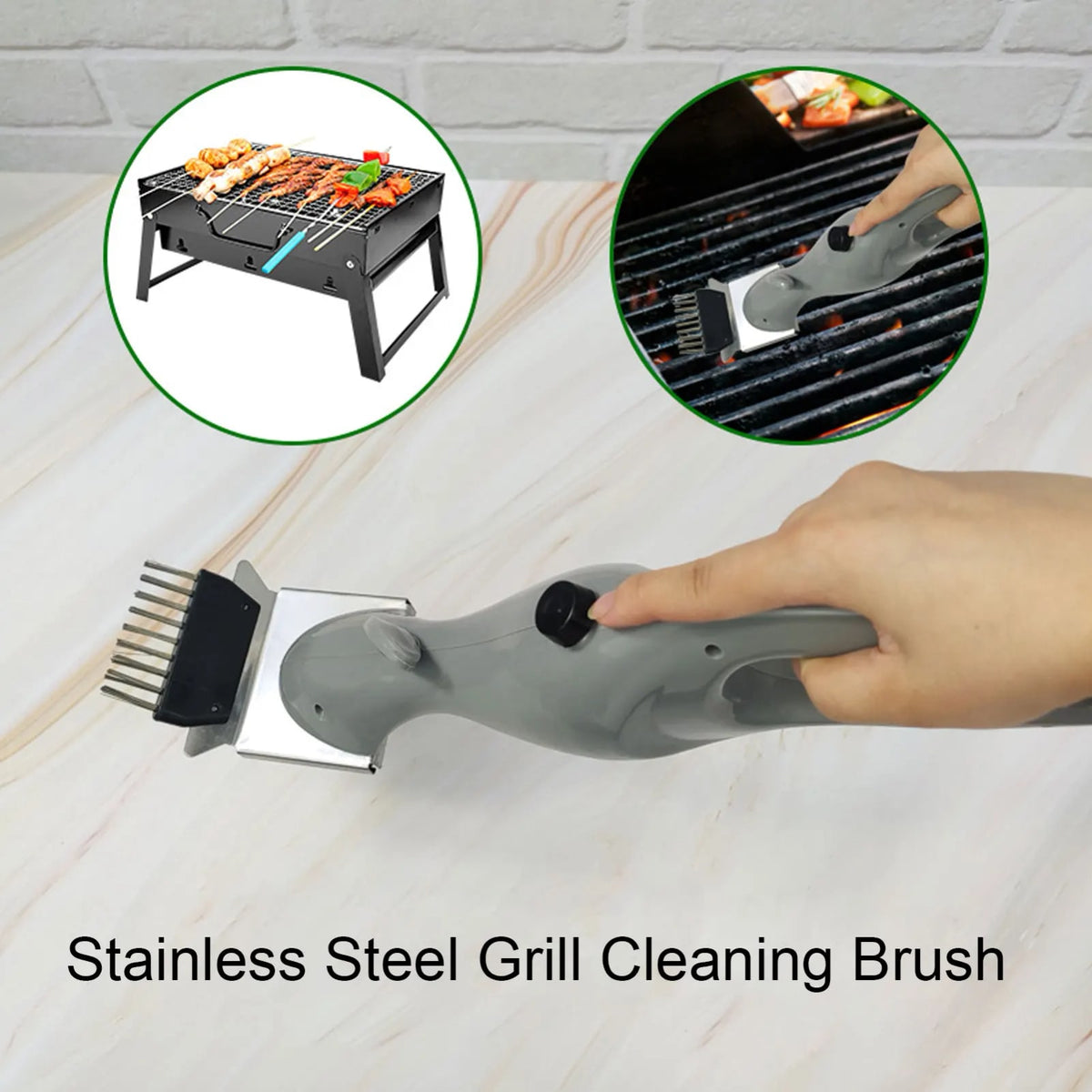 BBQ Grill Steam Cleaning Brush with Water Spray and Stainless Steel Brush Head