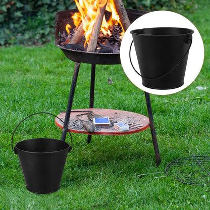 Black Plastic BBQ Grease Drip Bucket with Carry Handle, 11.5cm