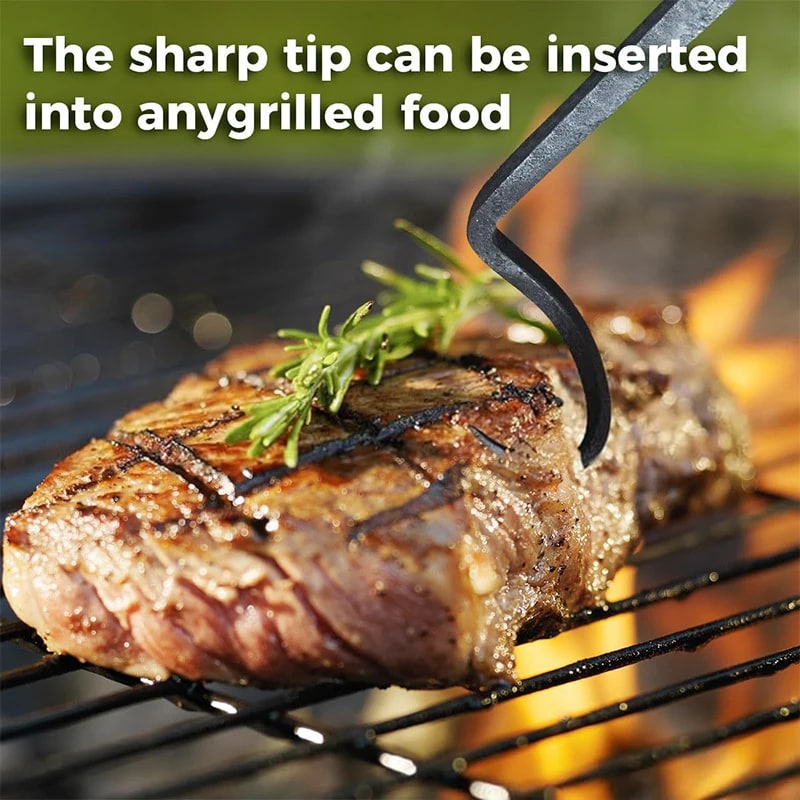 Stainless Steel BBQ Food Flipper Hook for Steaks and Grilled Food, 25cm to 40cm
