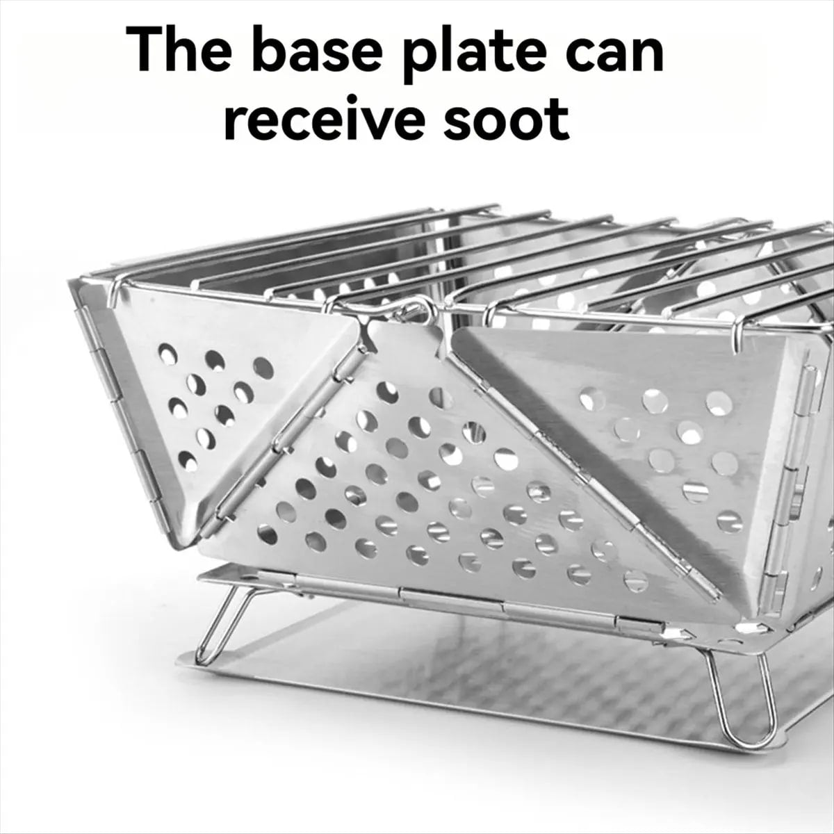Portable Folding Stainless Steel BBQ Grill for Camping, Silver