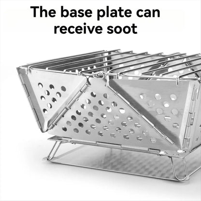 Portable Folding Stainless Steel BBQ Grill for Camping, Silver