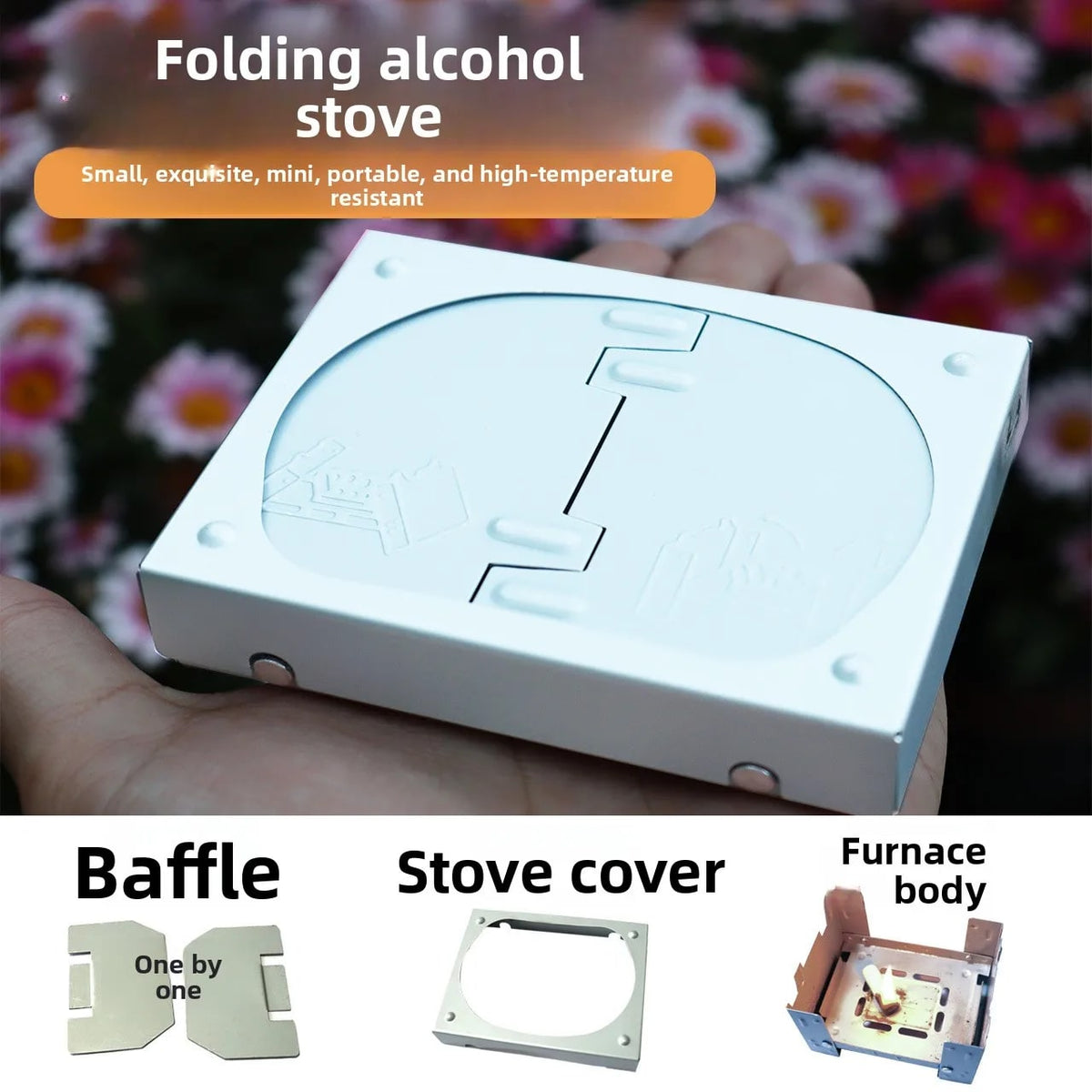 Folding Solid Alcohol Camping Stove Burner in Iron