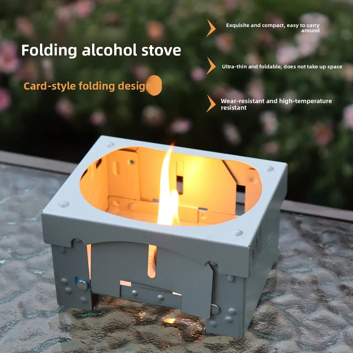 Folding Solid Alcohol Camping Stove Burner in Iron