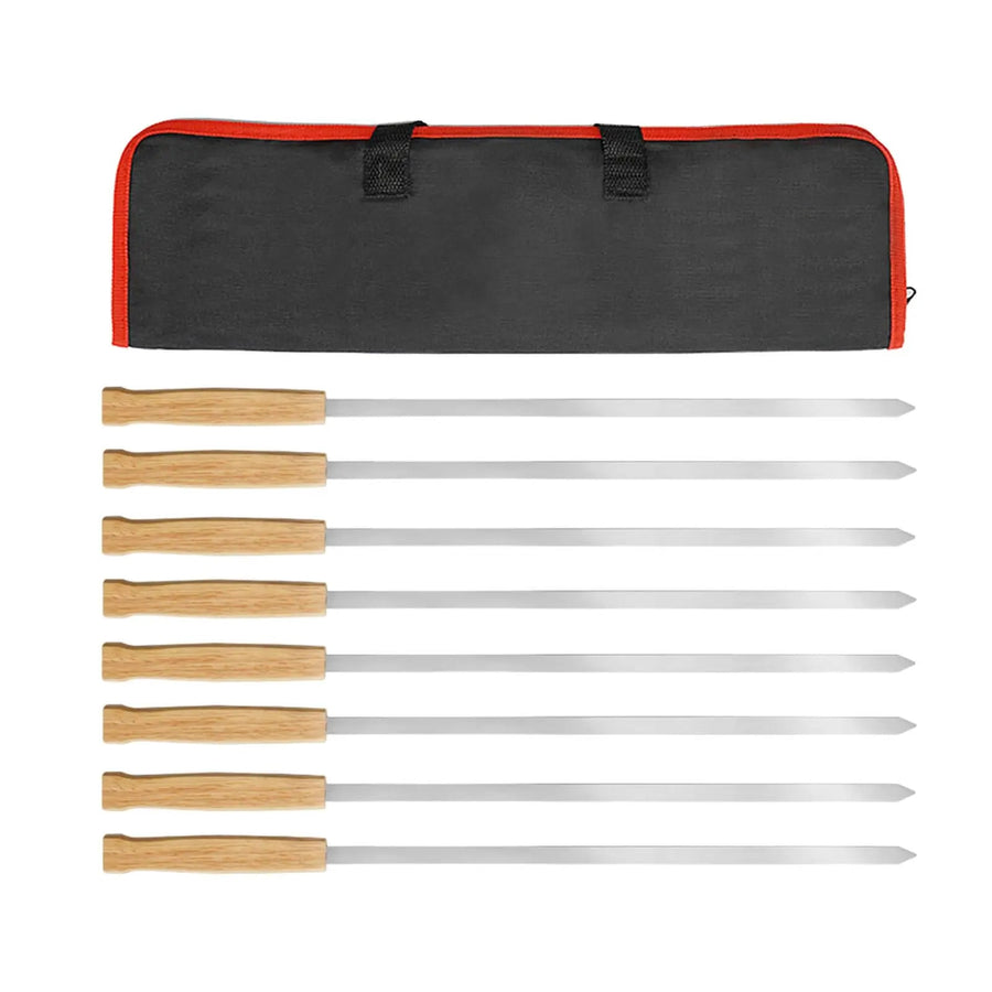 Metal Kebab Skewers, Flat Barbecue Sticks, 44.2cm with Carry Case