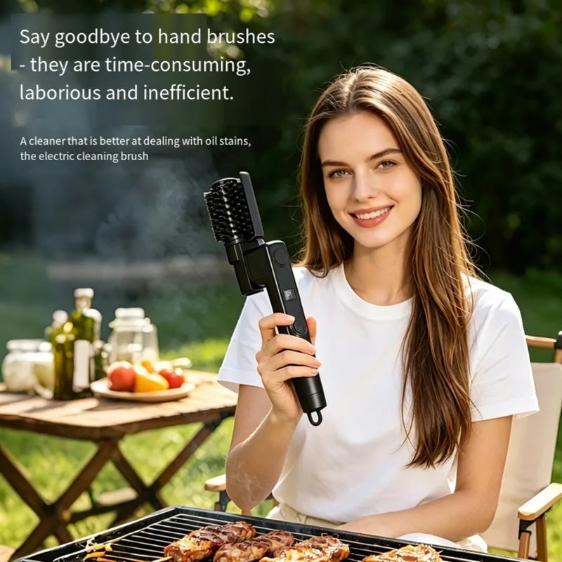 Rechargeable Electric BBQ Grill Brush, Adjustable Black Cleaning Tool