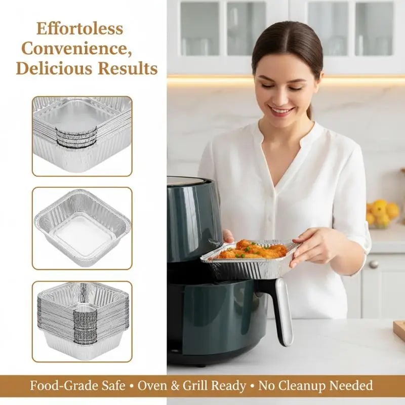 50-Pack Aluminium Foil BBQ Drip Pans, Non-Stick, 230ml to 700ml