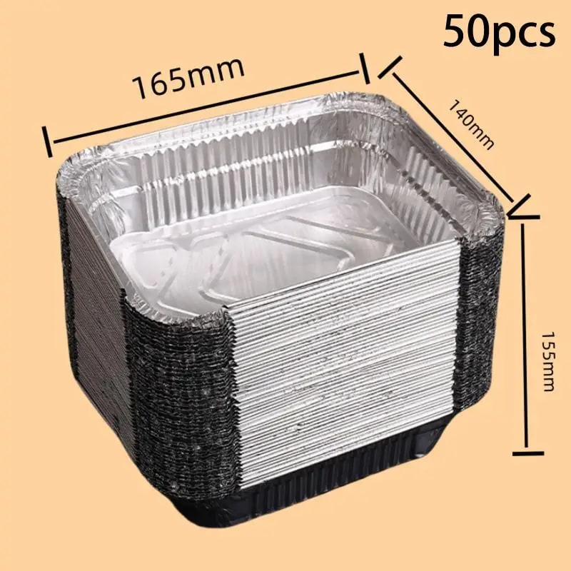 50-Pack Aluminium Foil BBQ Drip Pans, Non-Stick, 230ml to 700ml - 600ml