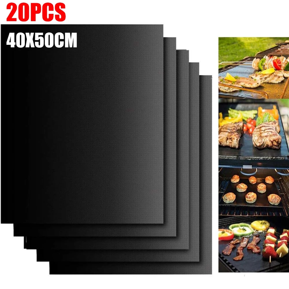 BBQ Grill Mat 40 x 50cm Teflon Non-Stick Black, 0.2mm