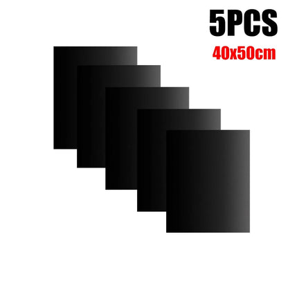 BBQ Grill Mat 40 x 50cm Teflon Non-Stick Black, 0.2mm - 5pcs