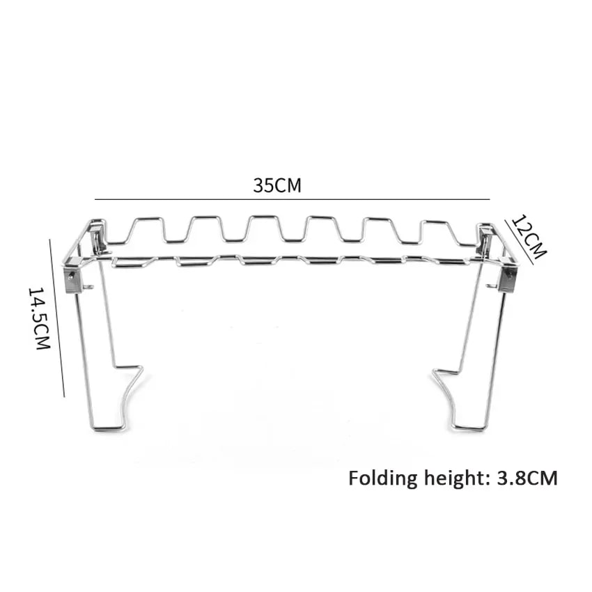 14-Slot Chicken Leg and Wing Grill Rack, Metal Barbecue Roasting Stand - 14 Slots Rack