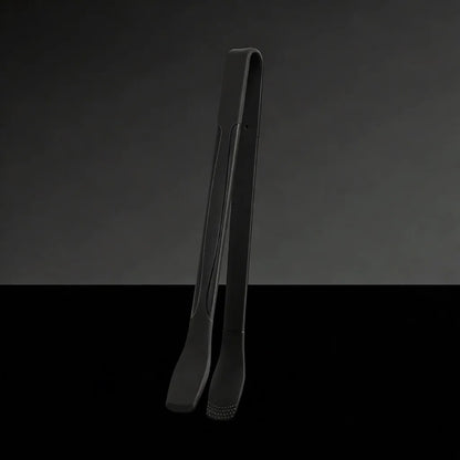 Silicone BBQ Tongs, 28cm Heat-Resistant Tongs for Steak and Grilling - Black Curved Tip