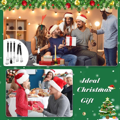 4-Piece Stainless Steel BBQ Tool Set with Tongs, Fork, Spatula and Basting Brush