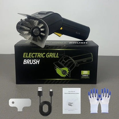 Cordless Electric BBQ Grill Brush with Scraper, Rechargeable Metal Cleaning Tool