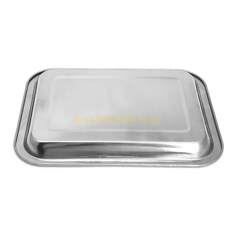 Stainless Steel BBQ Food Tray for Grilled Fish, Rectangular Silver Tone