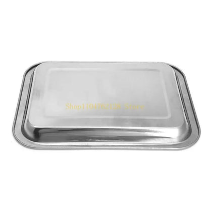 Stainless Steel BBQ Food Tray for Grilled Fish, Rectangular Silver Tone