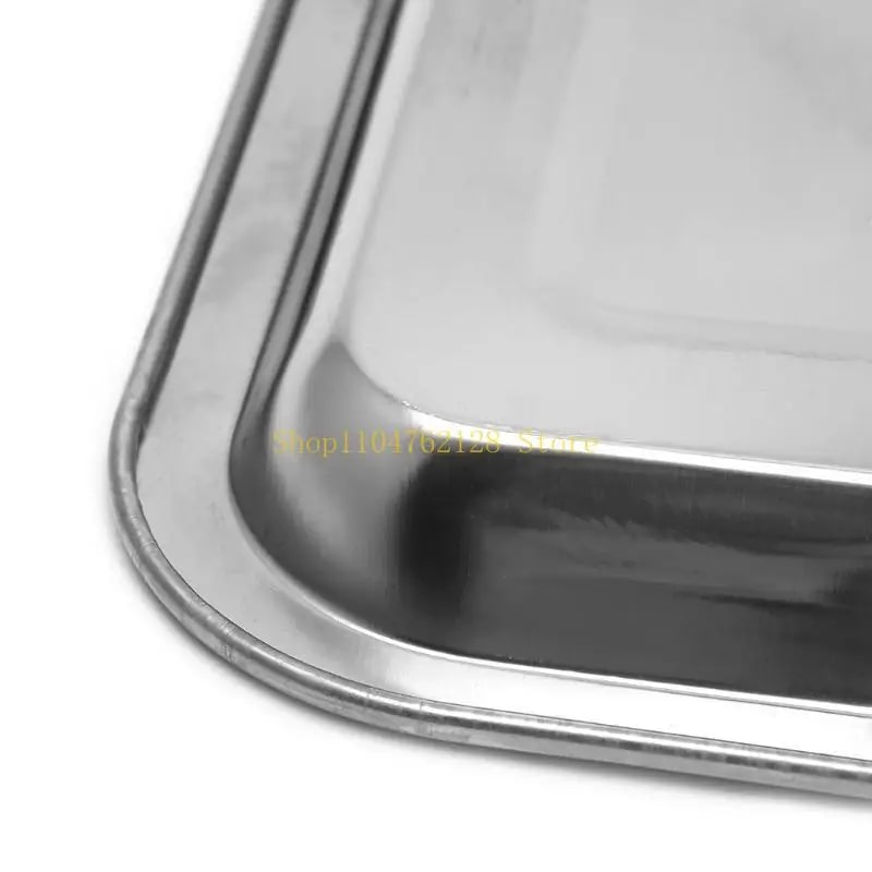 Stainless Steel BBQ Food Tray for Grilled Fish, Rectangular Silver Tone