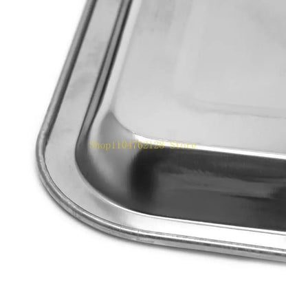 Stainless Steel BBQ Food Tray for Grilled Fish, Rectangular Silver Tone