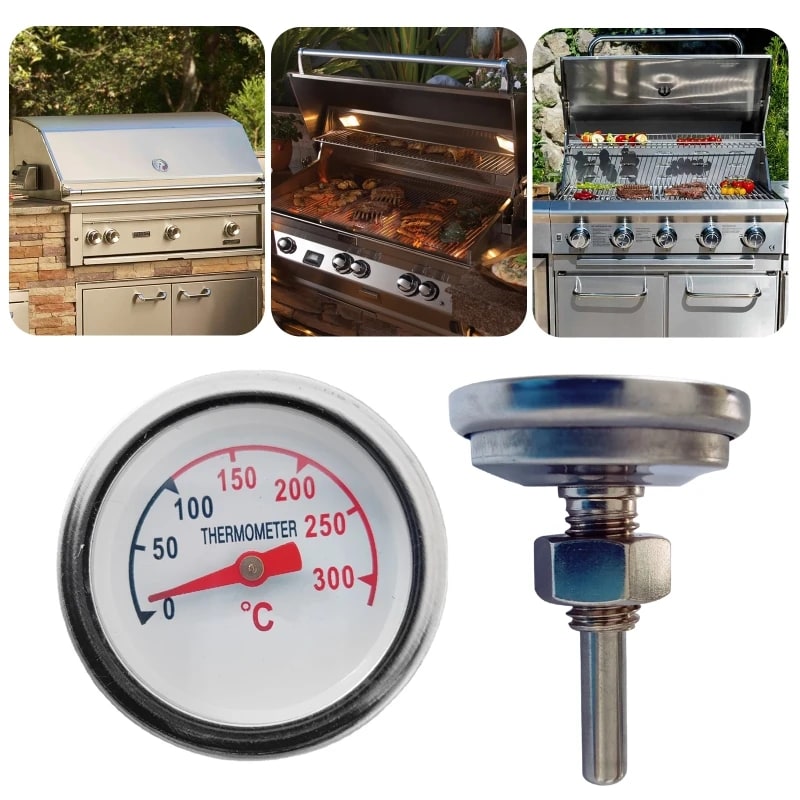 Stainless Steel BBQ Grill and Oven Thermometer, 3.7cm Hexagon Dial