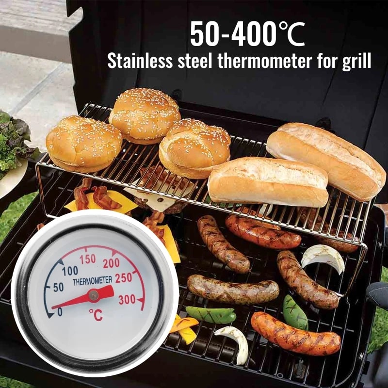 Stainless Steel BBQ Grill and Oven Thermometer, 3.7cm Hexagon Dial