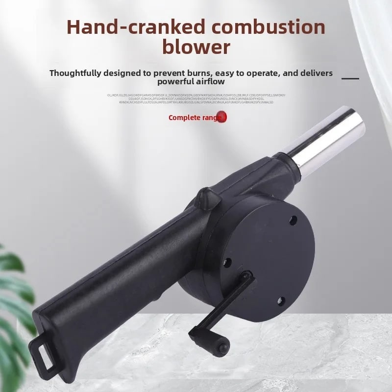 Portable Hand-Crank Fire Blower for Charcoal, BBQs and Camping Stoves